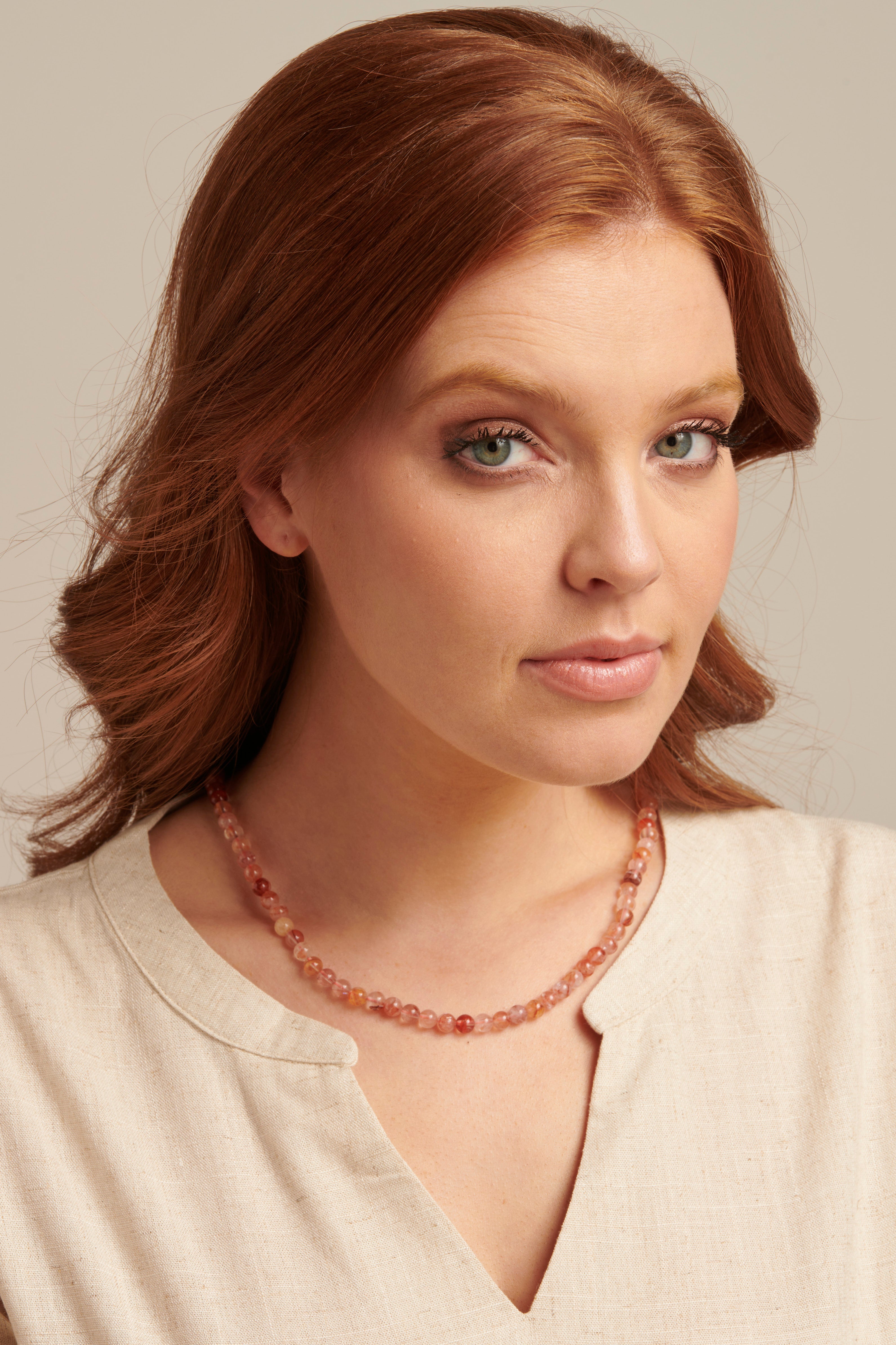 64023 Tangerine Quartz Kralenketting | brique