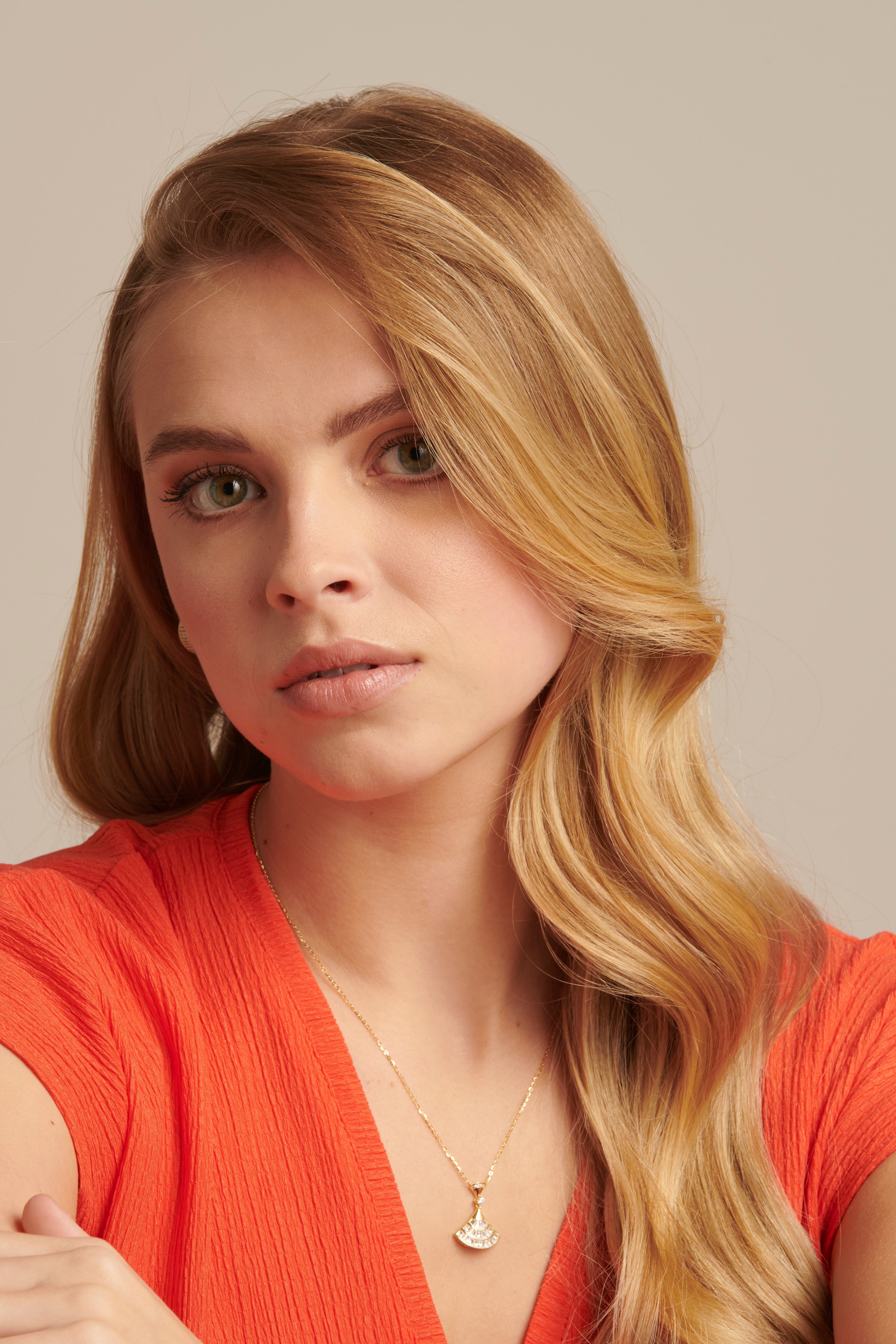 64031 Fijne Vergulde En Ketting Met Waaier Hangerzirkoon | Gold