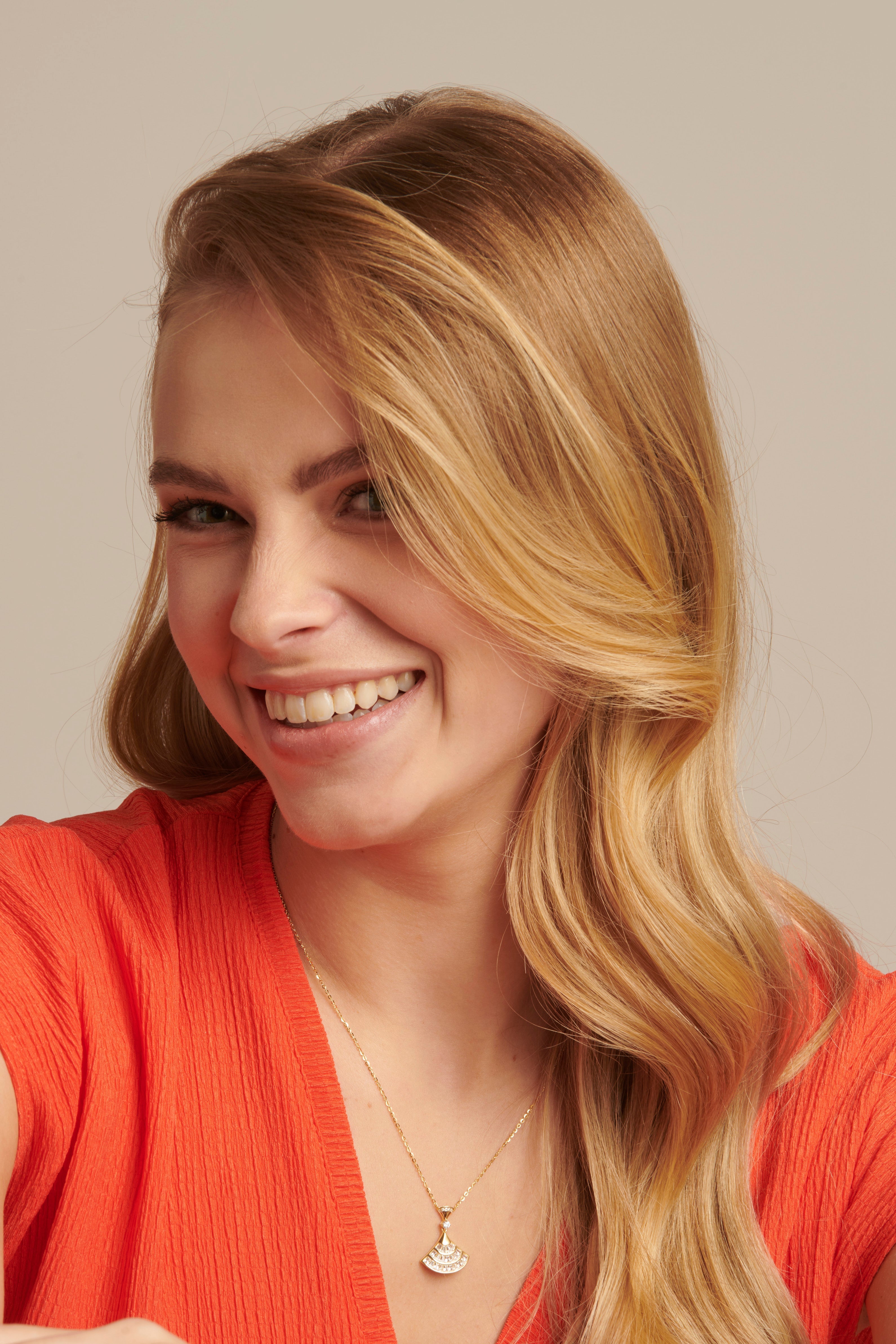 64031 Fijne Vergulde En Ketting Met Waaier Hangerzirkoon | Gold