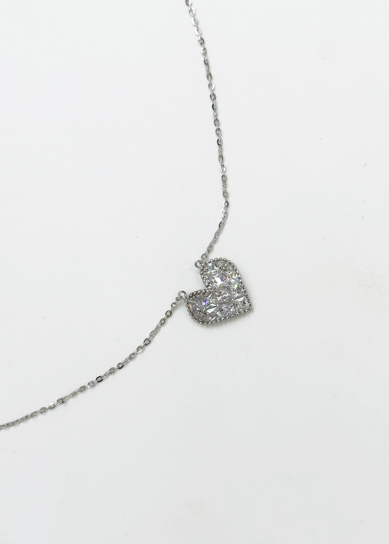 64039 Fijne En Ketting Met Hartvormige Hangerzirkoon | Silver