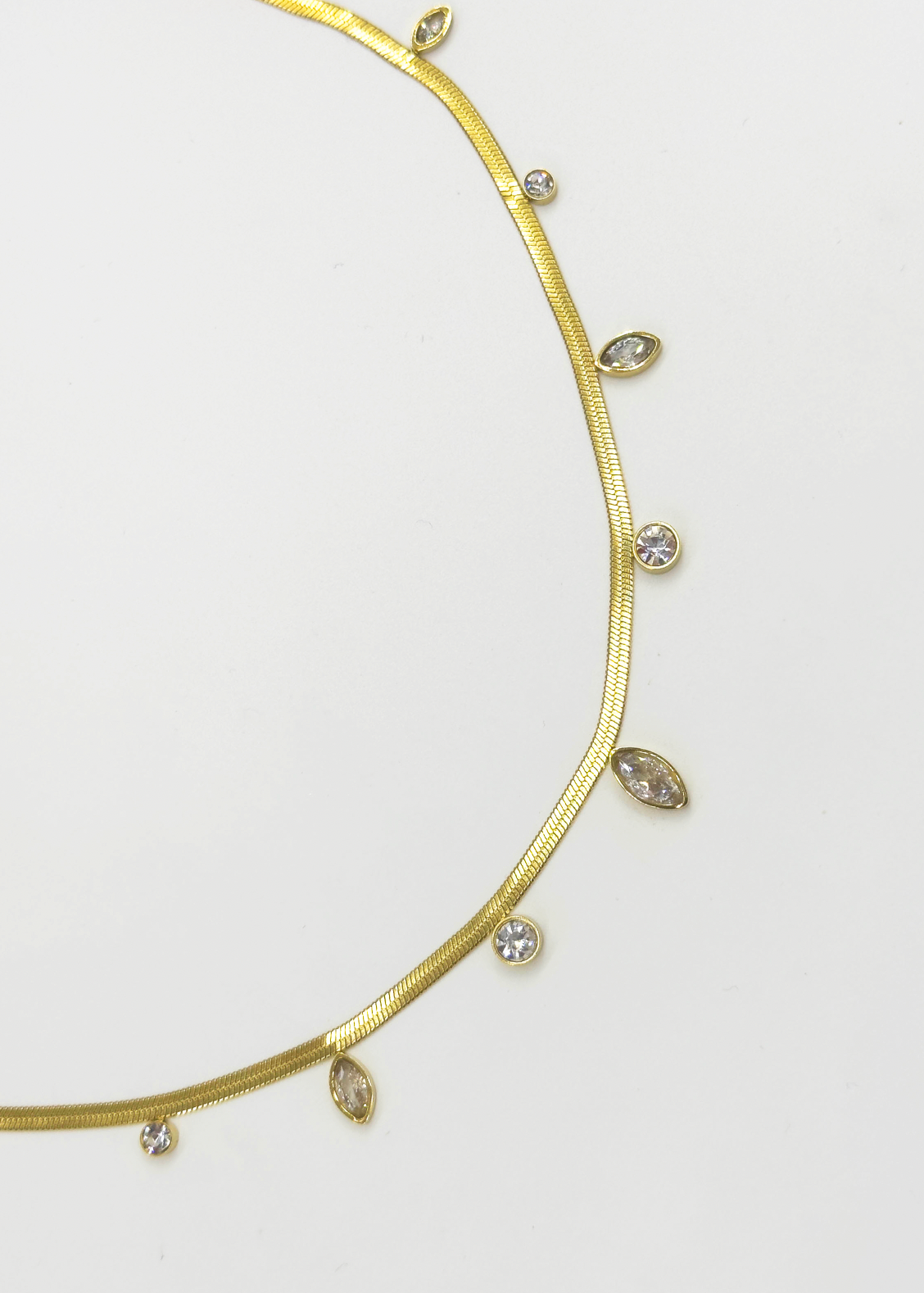 64041 Fijne Roestvrijstalen Ketting Met Zirkoon Kristal Druppel Hangers | Gold