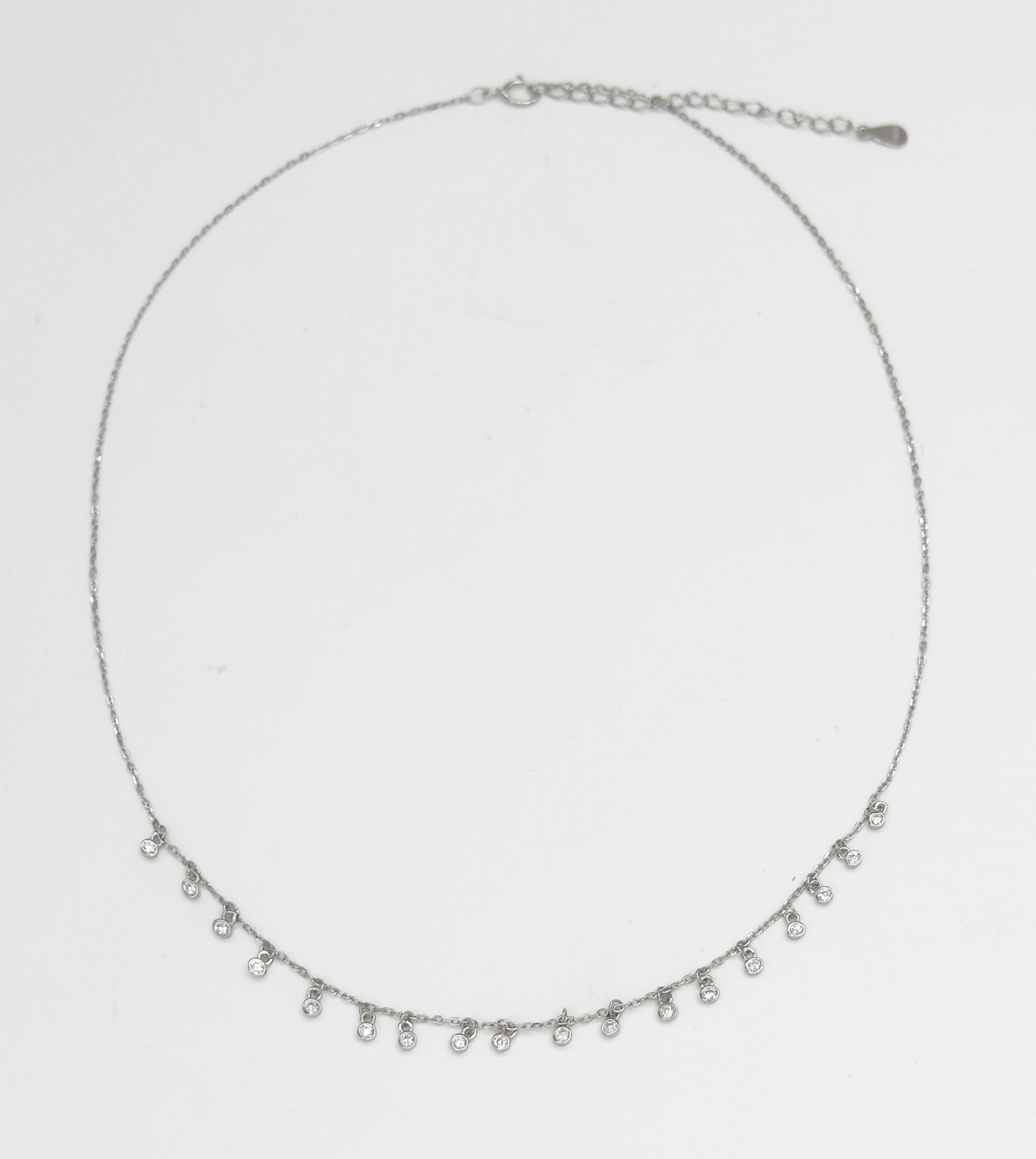 64069 Fijne En Ketting Met Druppel Kralenzirkoon | Silver