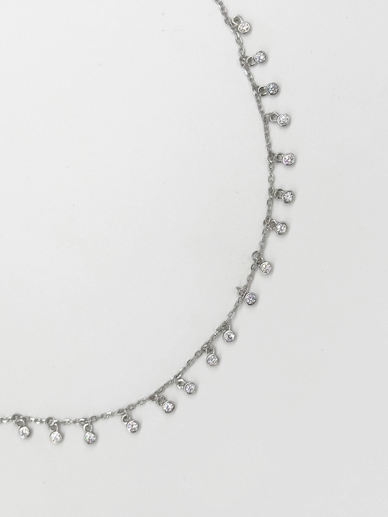 64069 Fijne En Ketting Met Druppel Kralenzirkoon | Silver