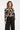 Asymmetrische Drapering top met een Abstracte Print in Zwart en Beige | Sand - Black
