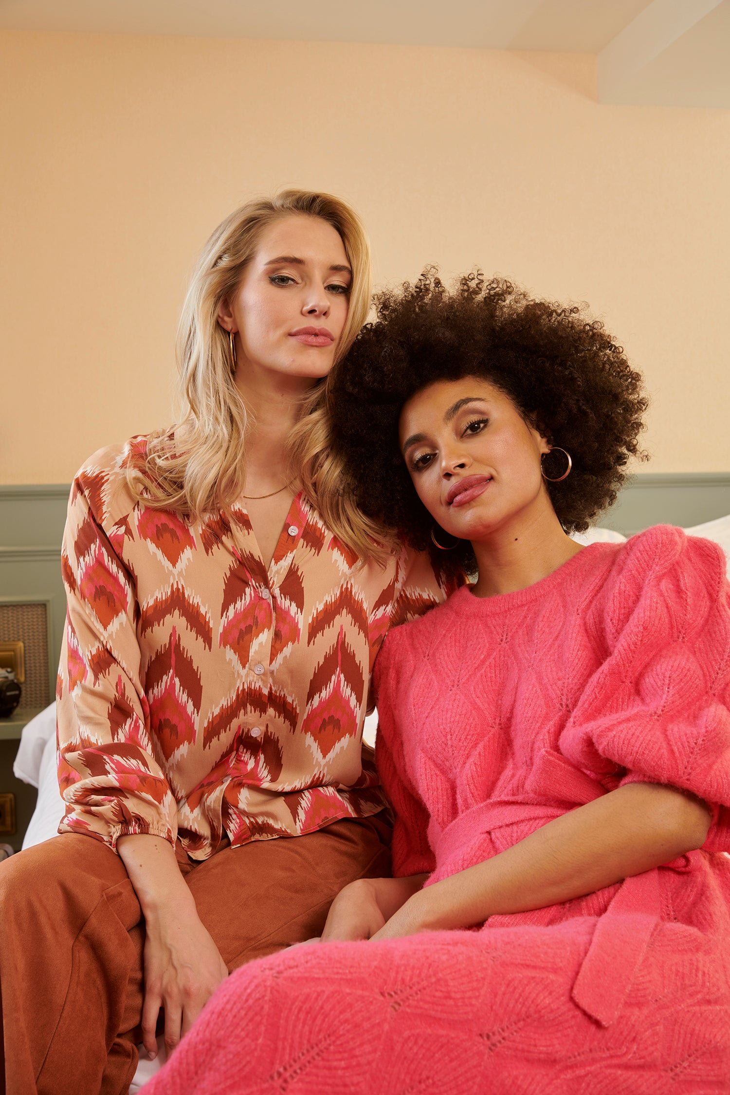 Aztec Print Blouse In Warmroze En Camel | Camel-Multicolour