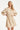 Beige Jurk Met Abstracte Print En Tailleceintuur | Dark Sand - Off White