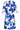 Blauw En Wit Korte Jurk Met Abstracte Bloemenprint | Cobalt - White