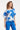 Blauw-Witte Travel Top Met Grafische Bloemenprint | Cobalt - White