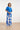 Blauwe Palazzo Broek Met Witte Bloemenprint En Elastische Taille | Cobalt - White
