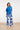 Blauwe Palazzo Broek Met Witte Bloemenprint En Elastische Taille | Cobalt - White