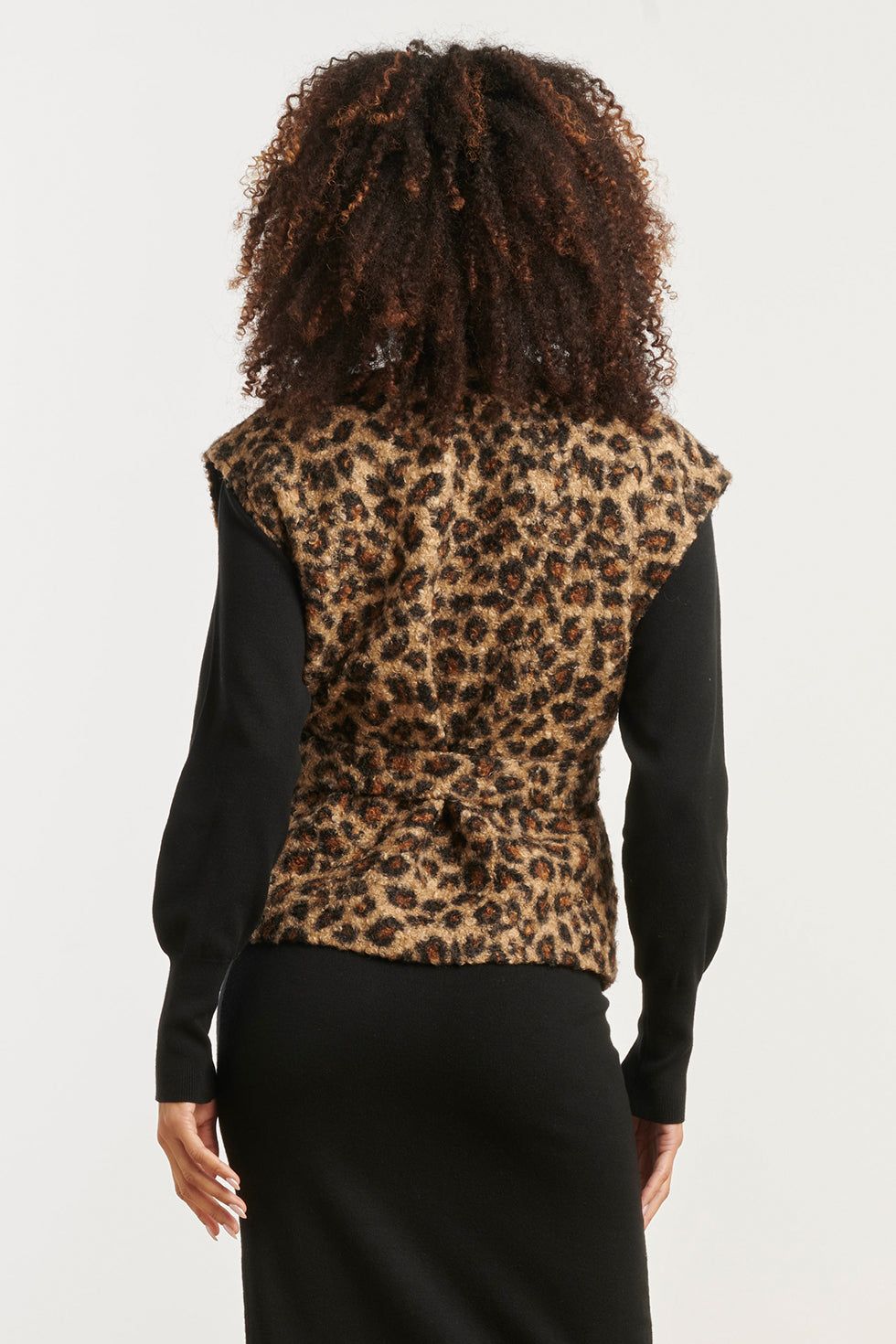 Bouclé Gilet Met DierEnprInt in Camel en Zwart | Camel - Black