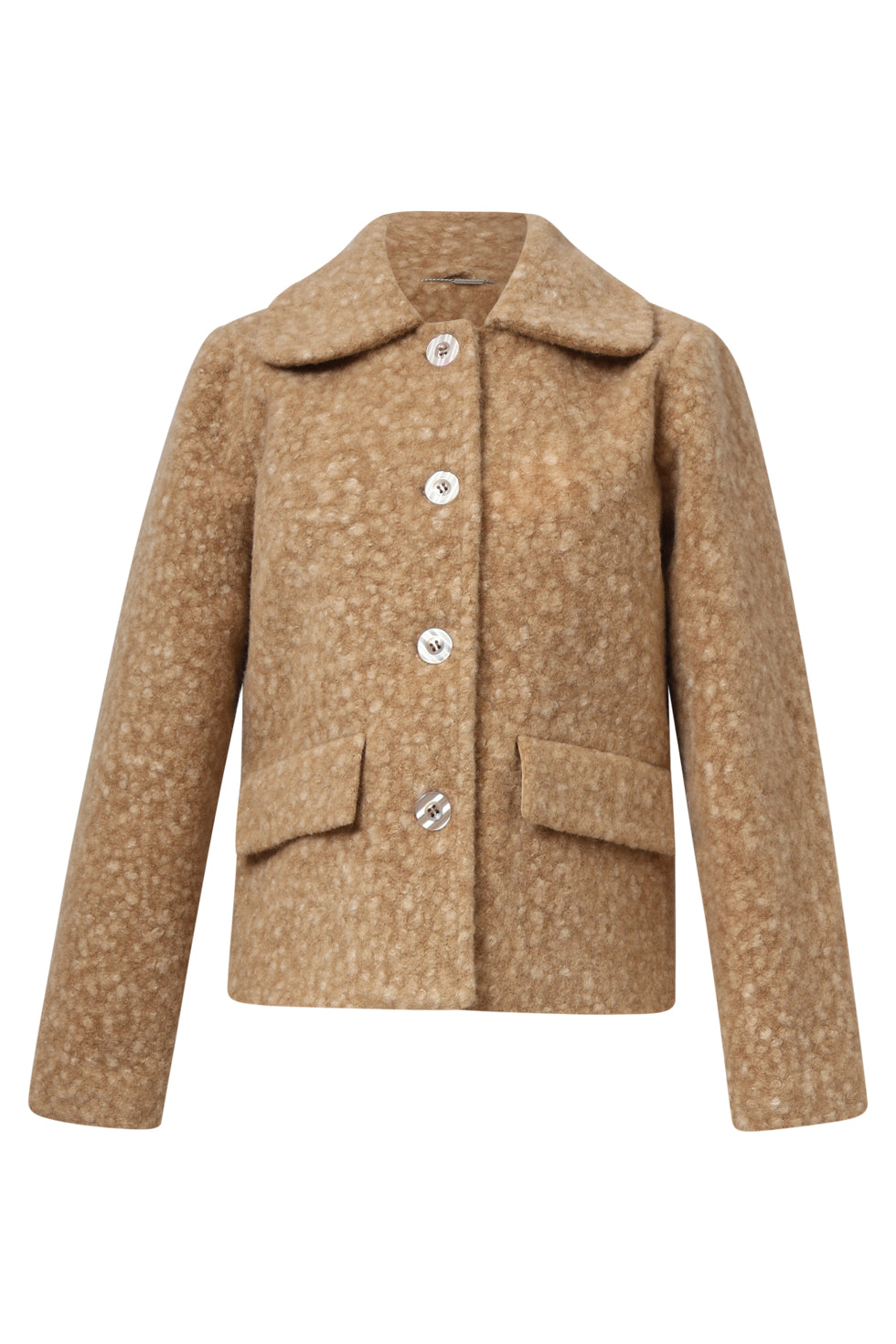 Bouclé Jas Met Kraag | Camel