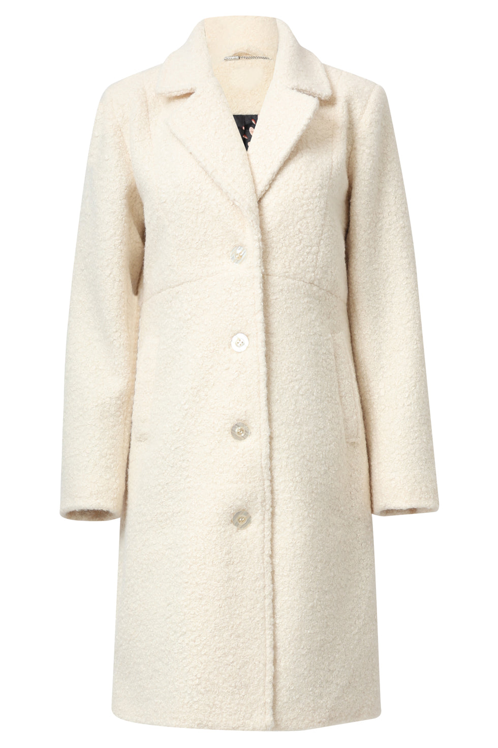 Bouclé Jas Met Parelmoerknopen | White