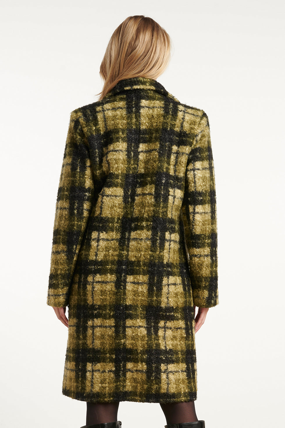 Bouclé Ruitjesjas | Army-Light Green