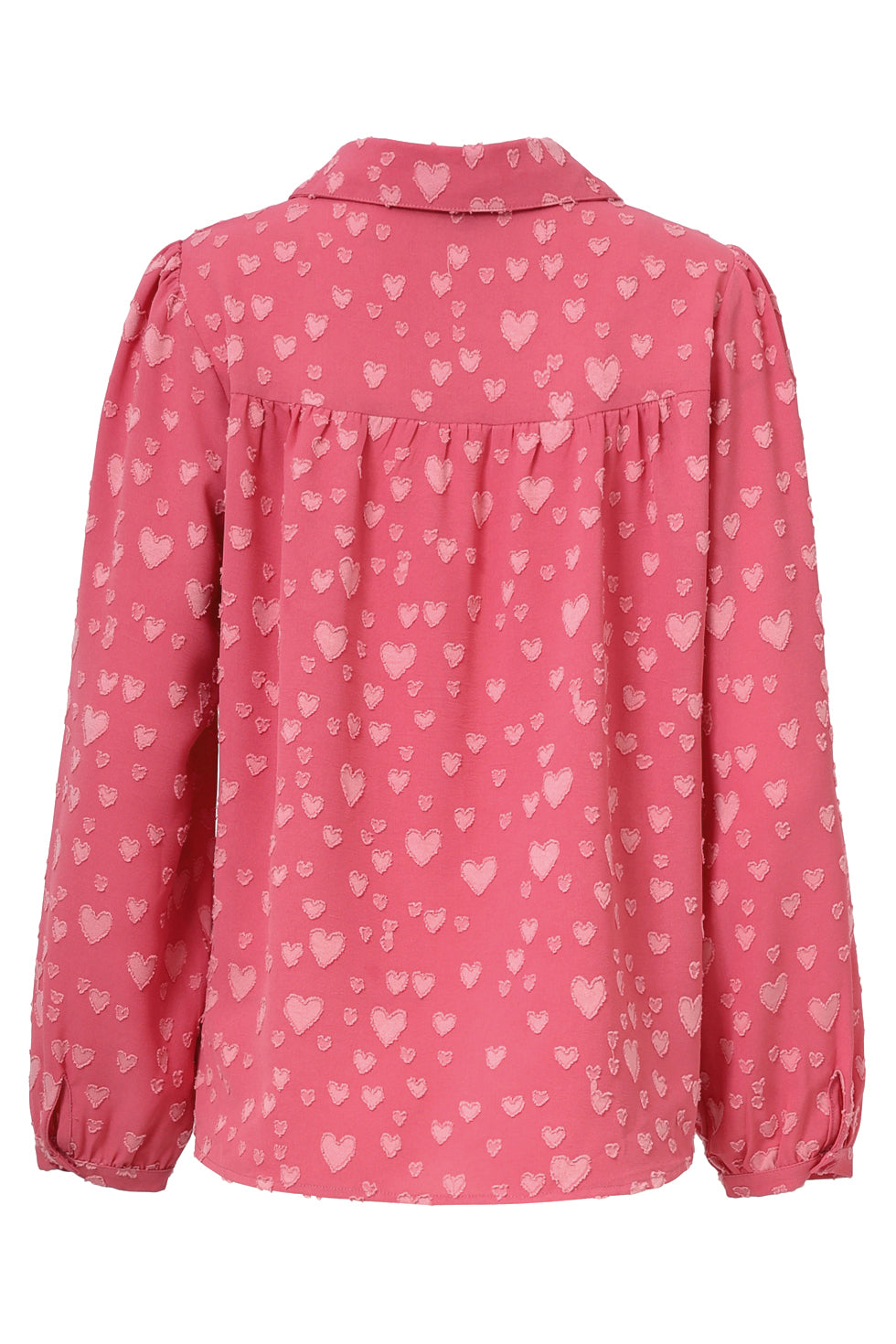 Damesblouse Met Hartjesmotief Lange Pofmouwen | Cerise