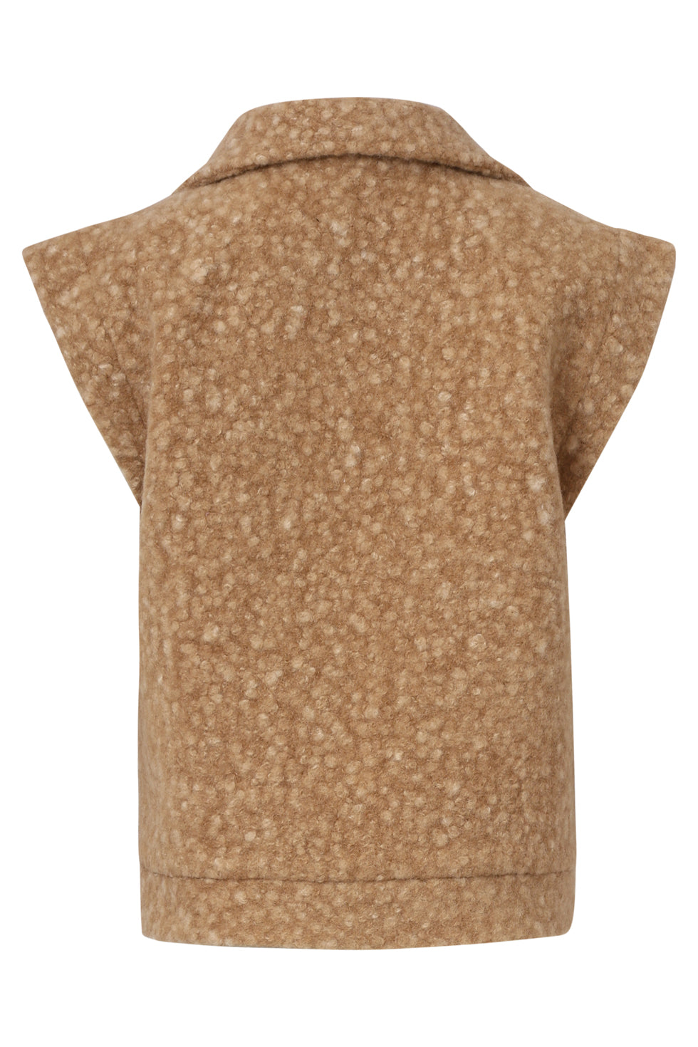 Damesbouclé Gilet Met Kraag | Camel