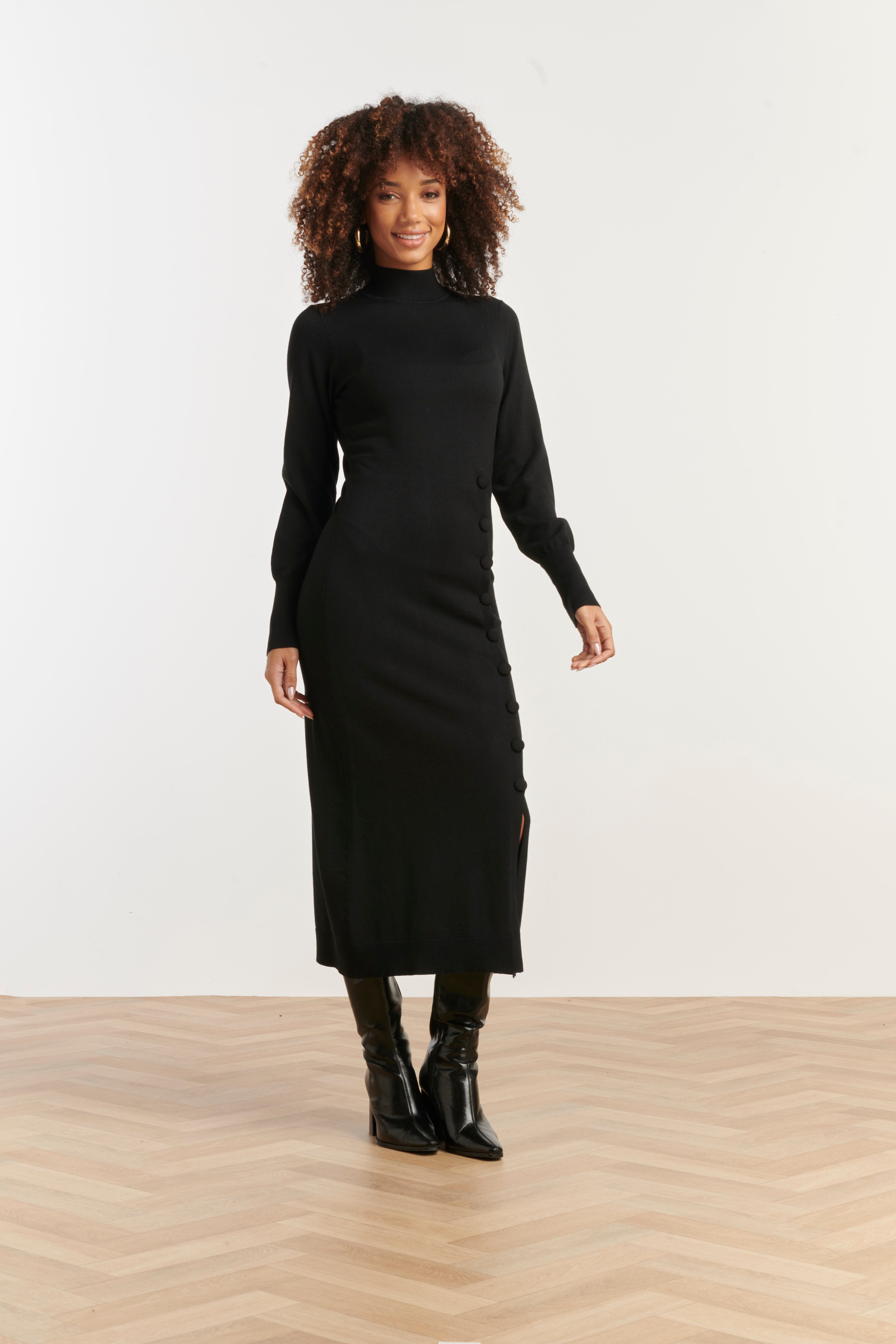Damesgebreide Jurk Met Lurex | Black