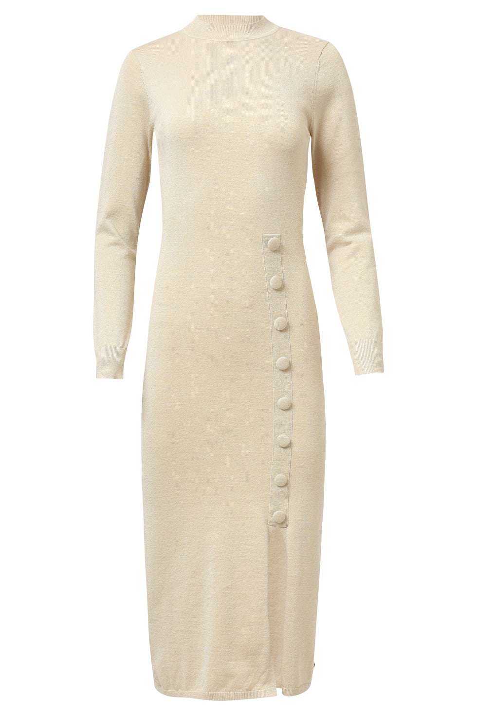 Damesgebreide Jurk Met Lurex | Sand