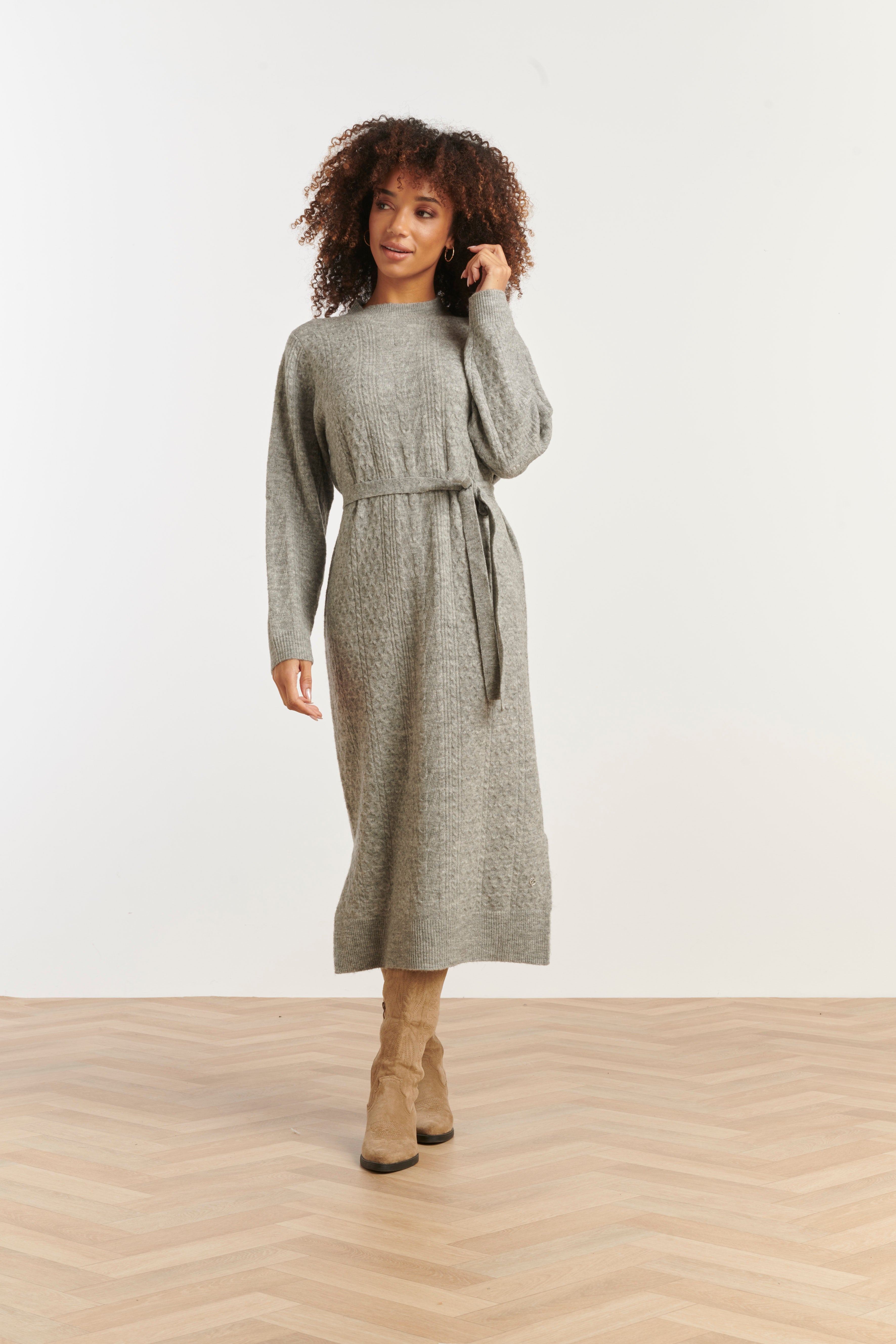 Damesgebreide Maxi Jurk | Grey