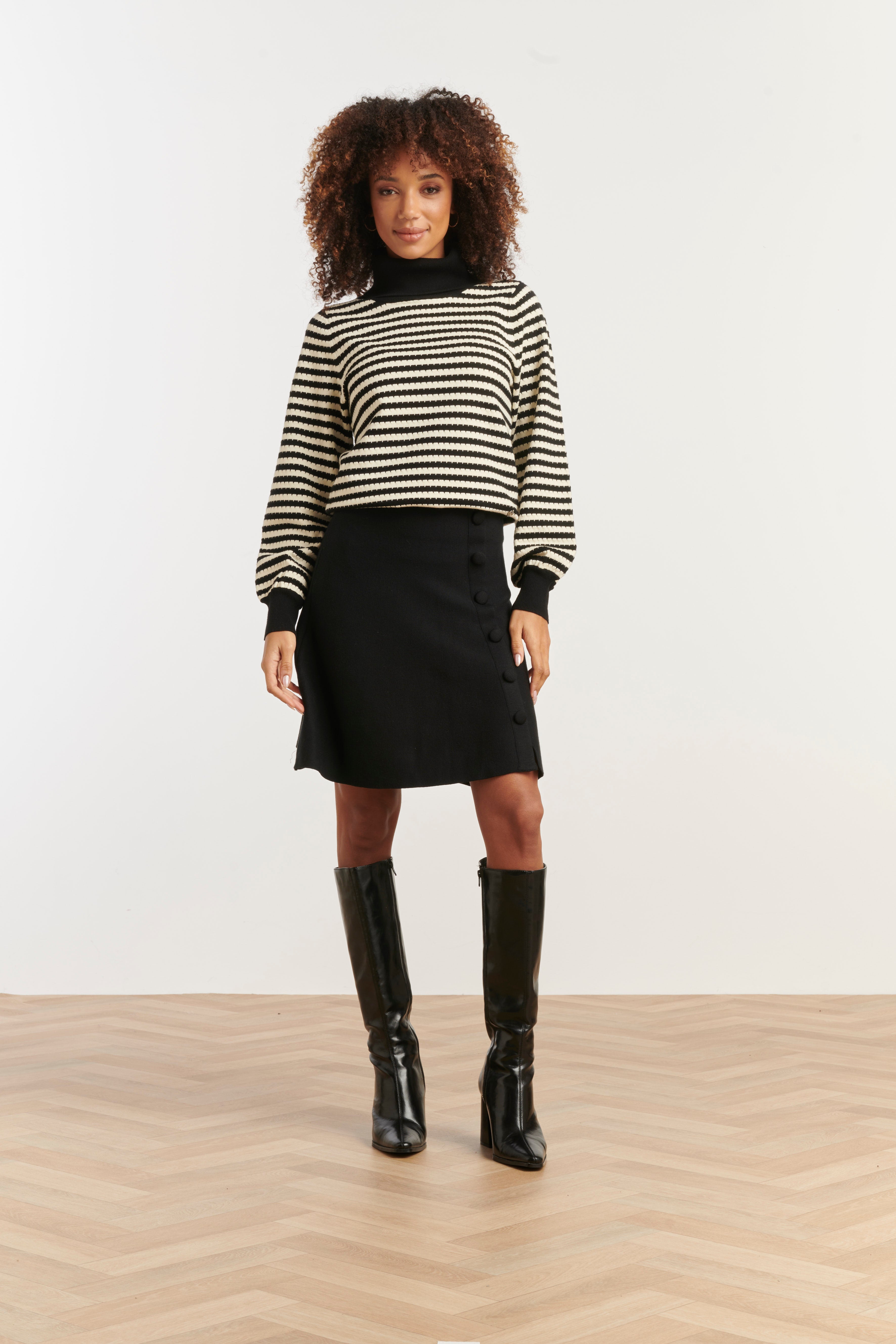Damesgeknoopt Gebreide Rok | Black