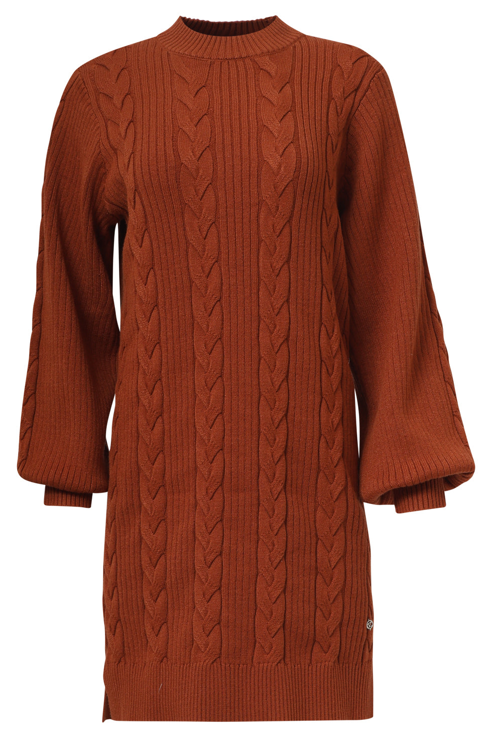 Damesgestructureerd Gebreide Jurk | Cognac