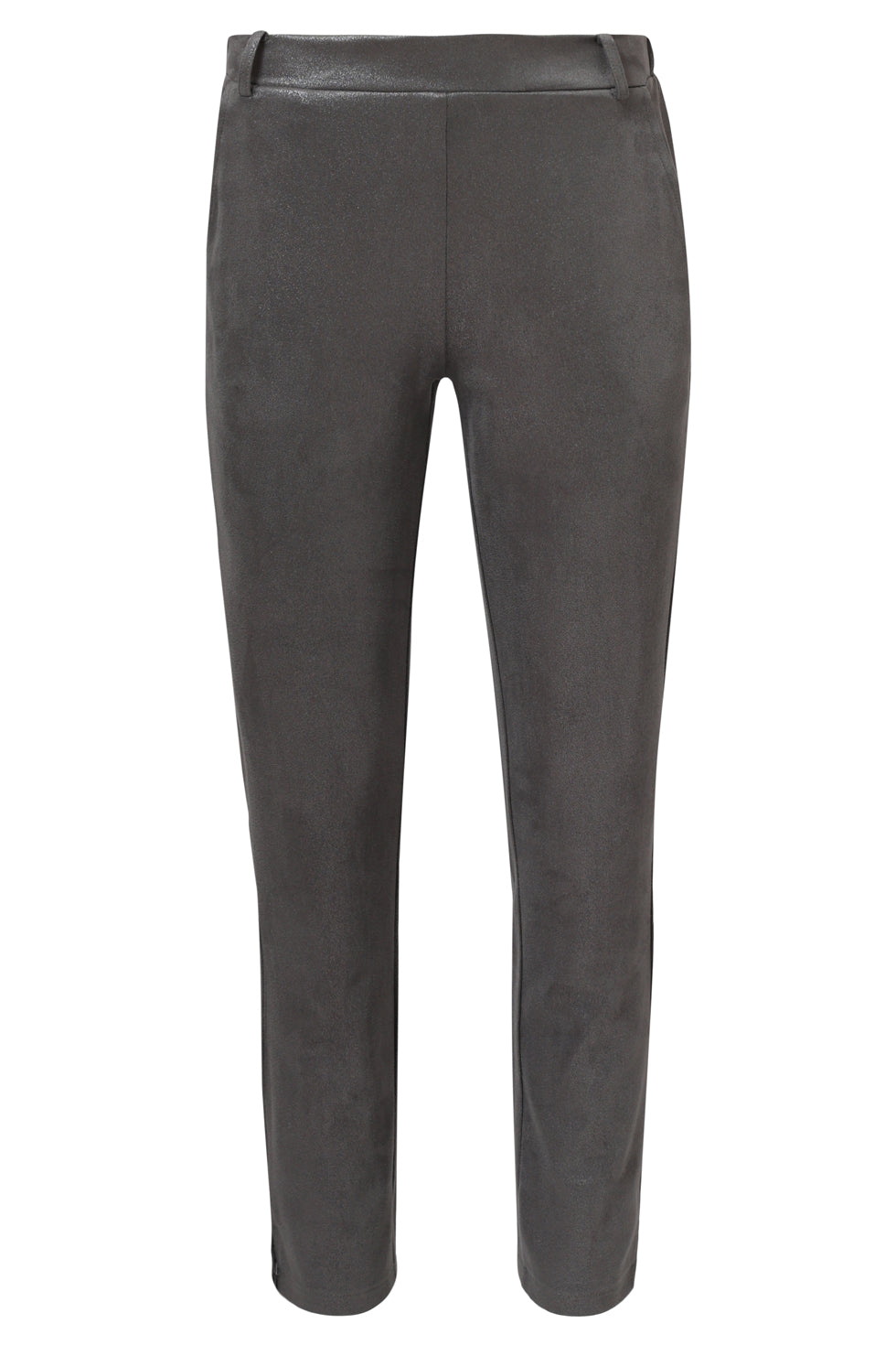 Damesglanzende Metallic Broek | Silver Grey