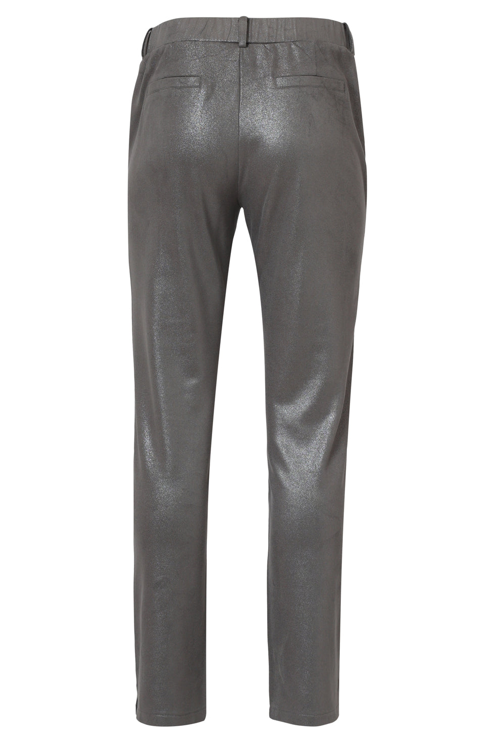 Damesglanzende Metallic Broek | Silver Grey