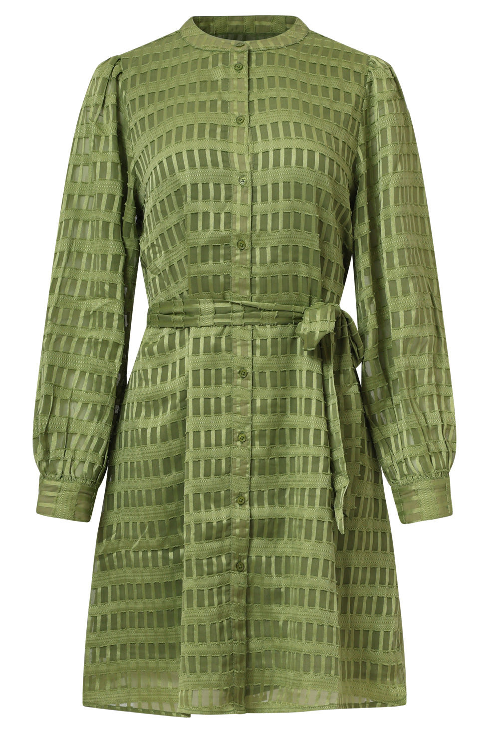 Dameskorte Jurk Met Structuur | Army Green