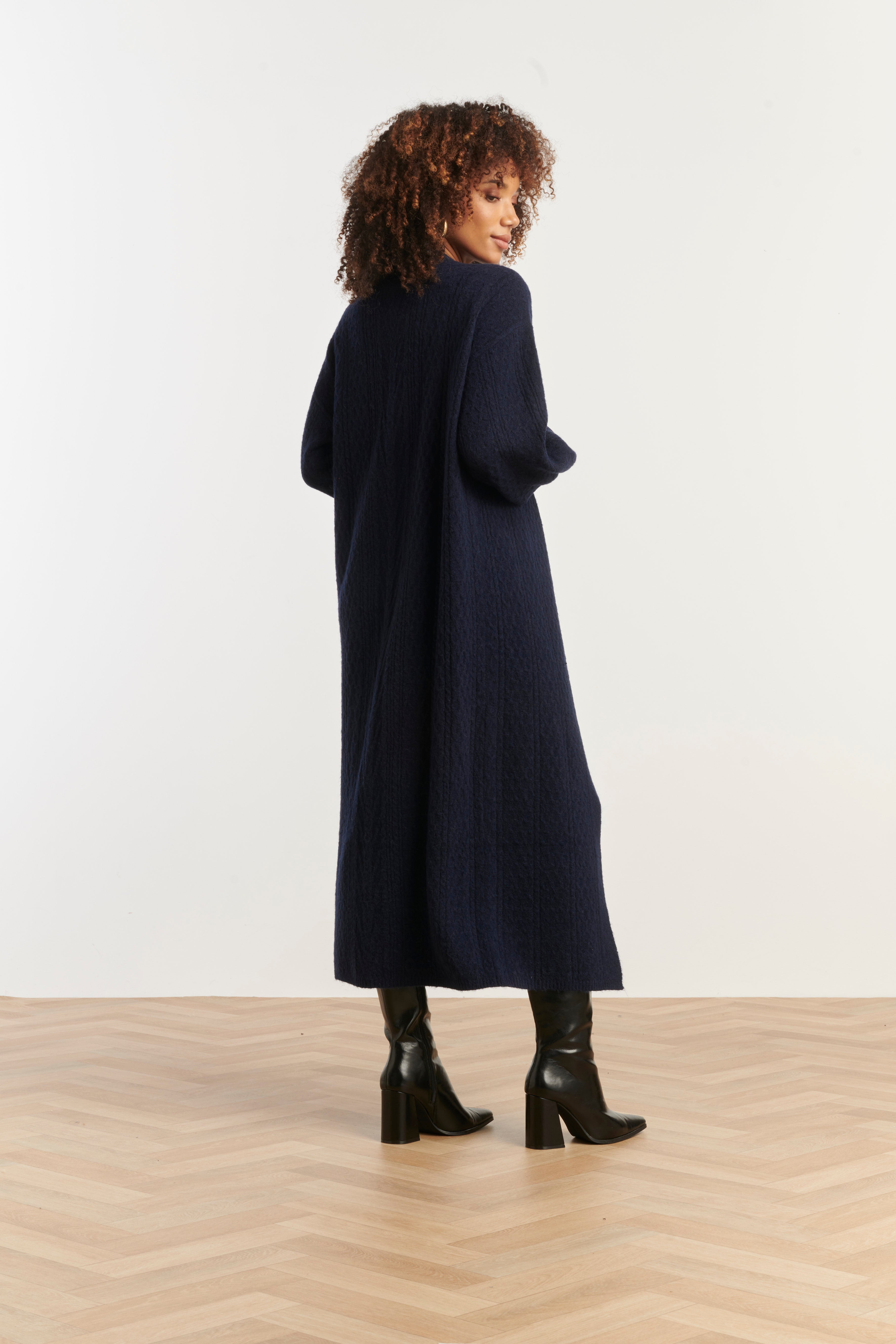 Dameslange Gebreide Vest | Navy