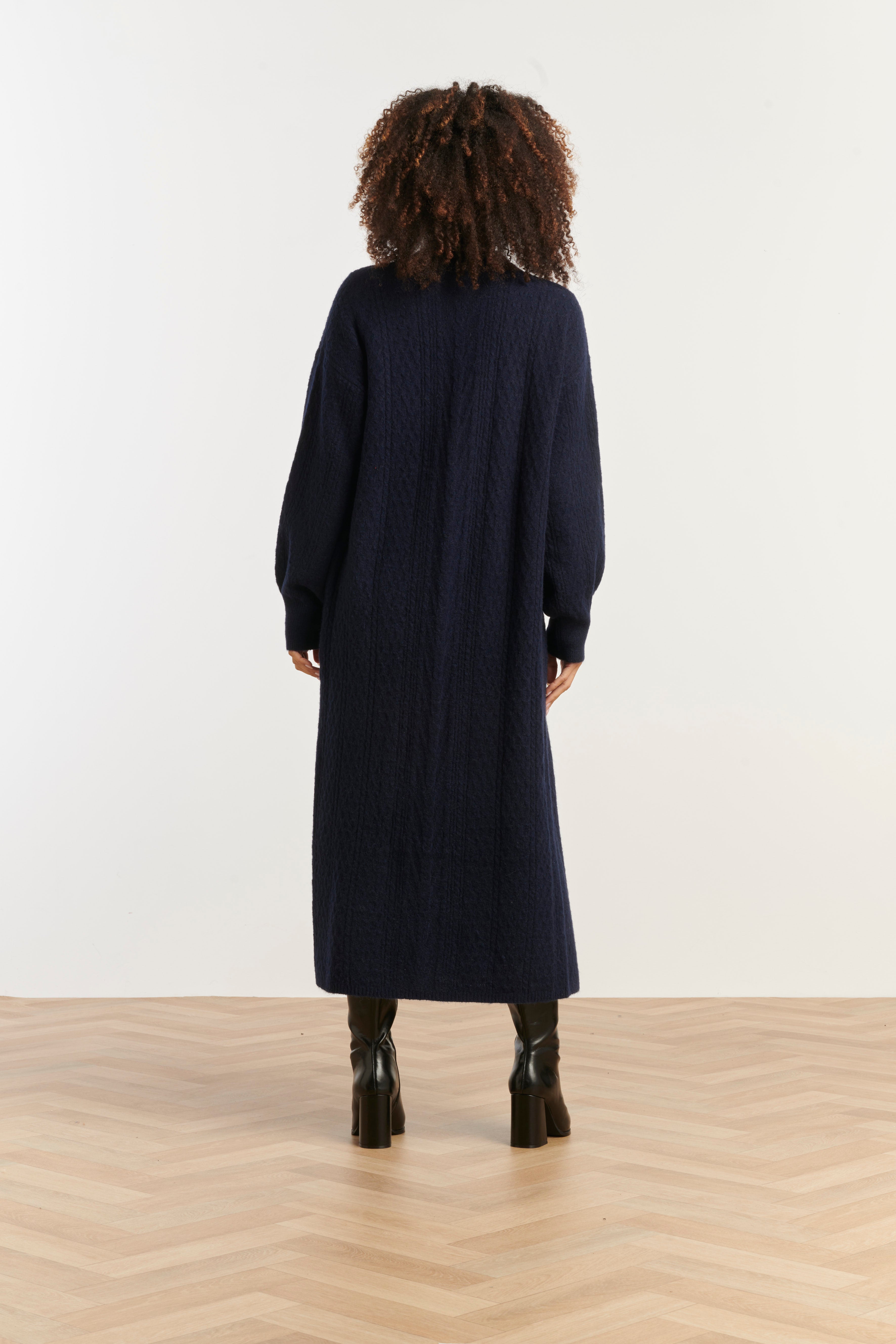 Dameslange Gebreide Vest | Navy
