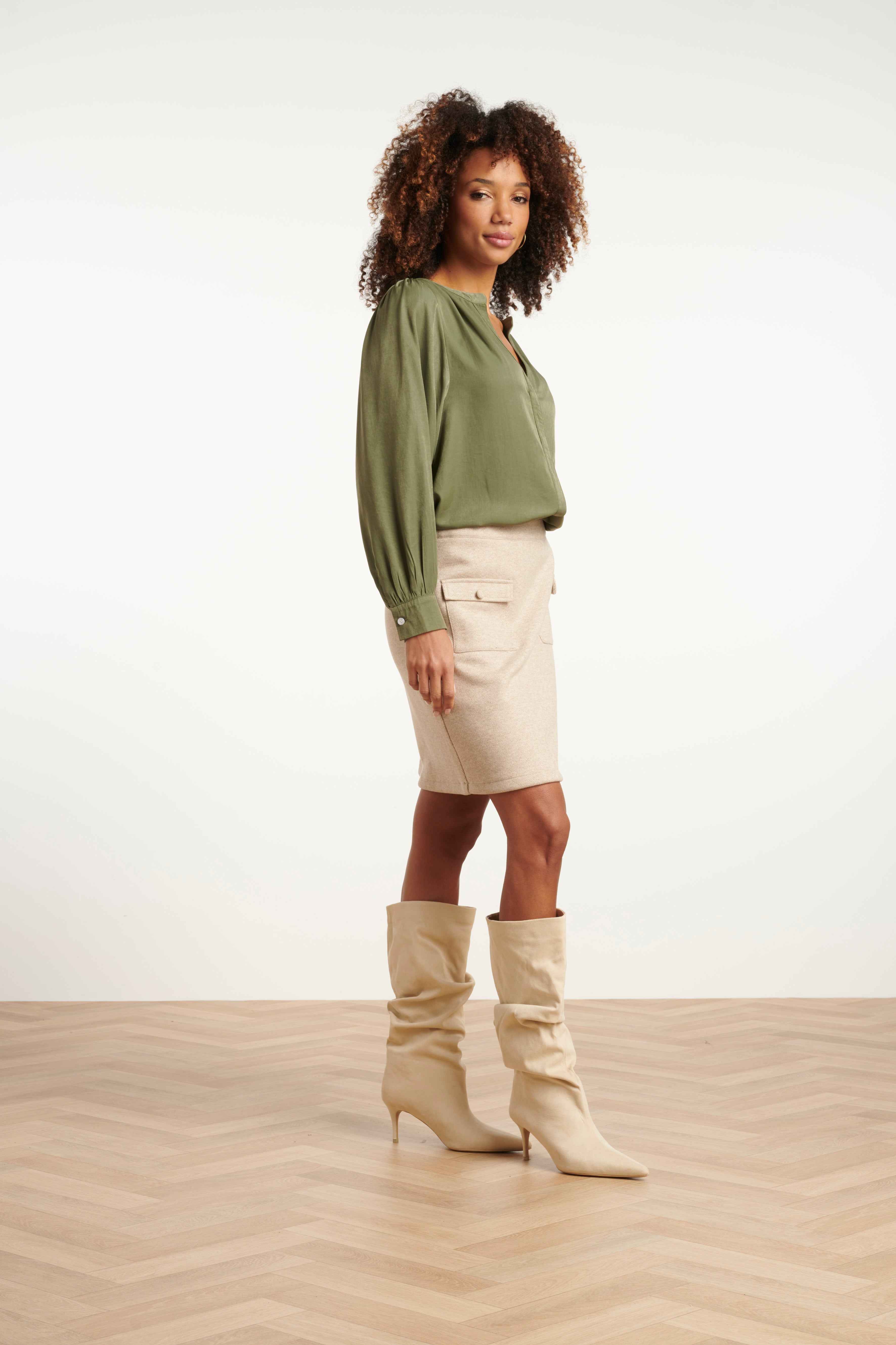 Dameslosvallende Korte Top | Army