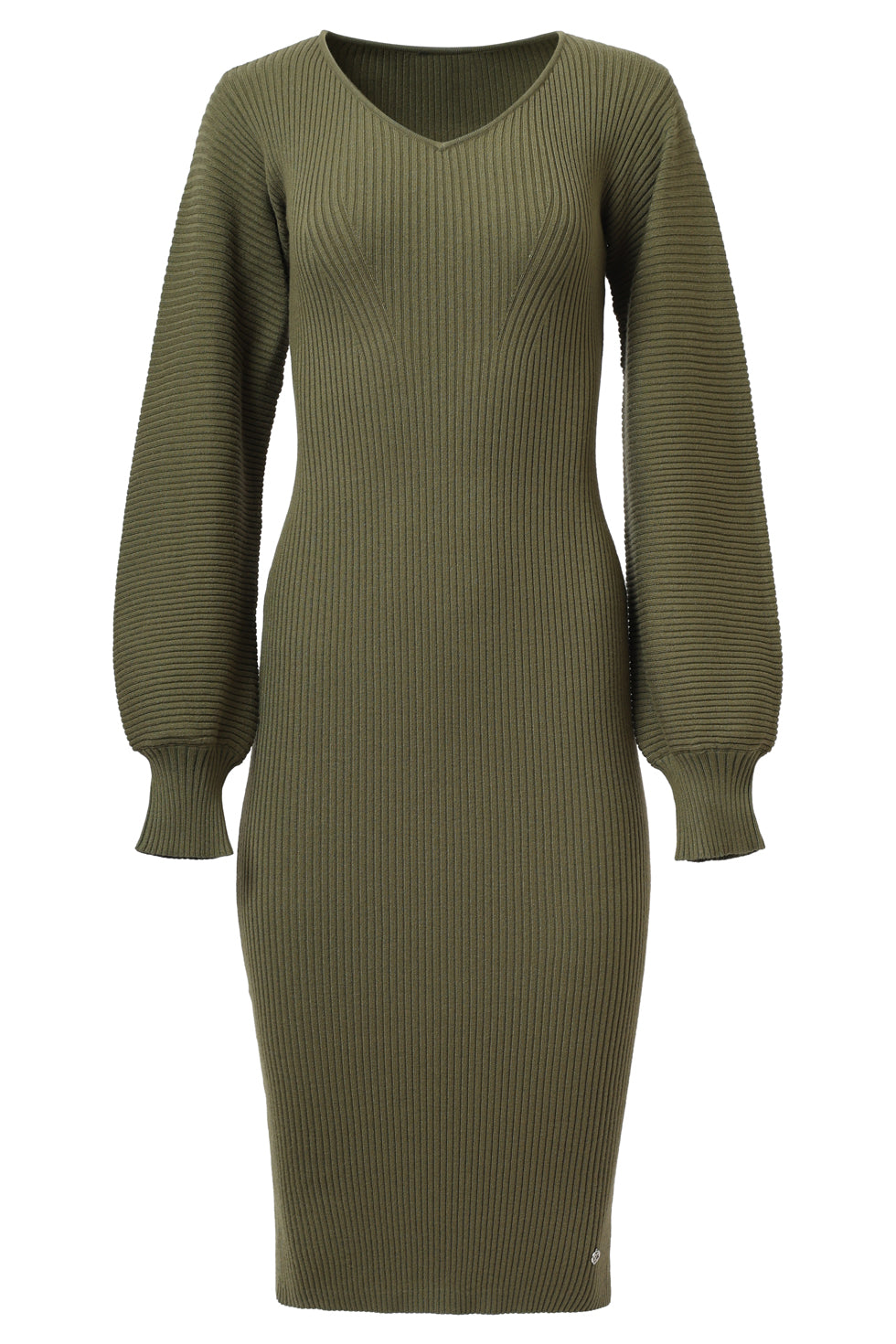 Dameslurex Gebreide Midi Jurk | Army Green