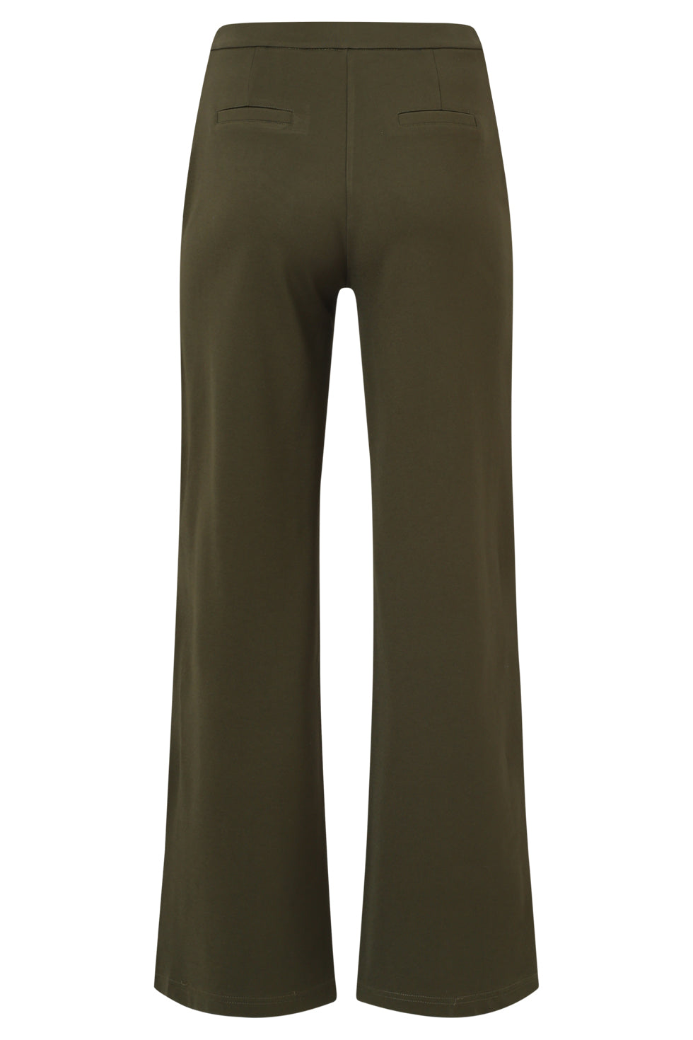 Damesstretch Charcoal Broek Met Wijde Pijpen | Army Green