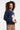Donkerblauwe Gebreide Trui met Grote Bloemenprint | Navy - Off White