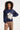 Donkerblauwe Gebreide Trui met Grote Bloemenprint | Navy - Off White