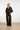 Donkerbruine Broek met Krijtstreep en Elastische Tailleband | Dark Brown
