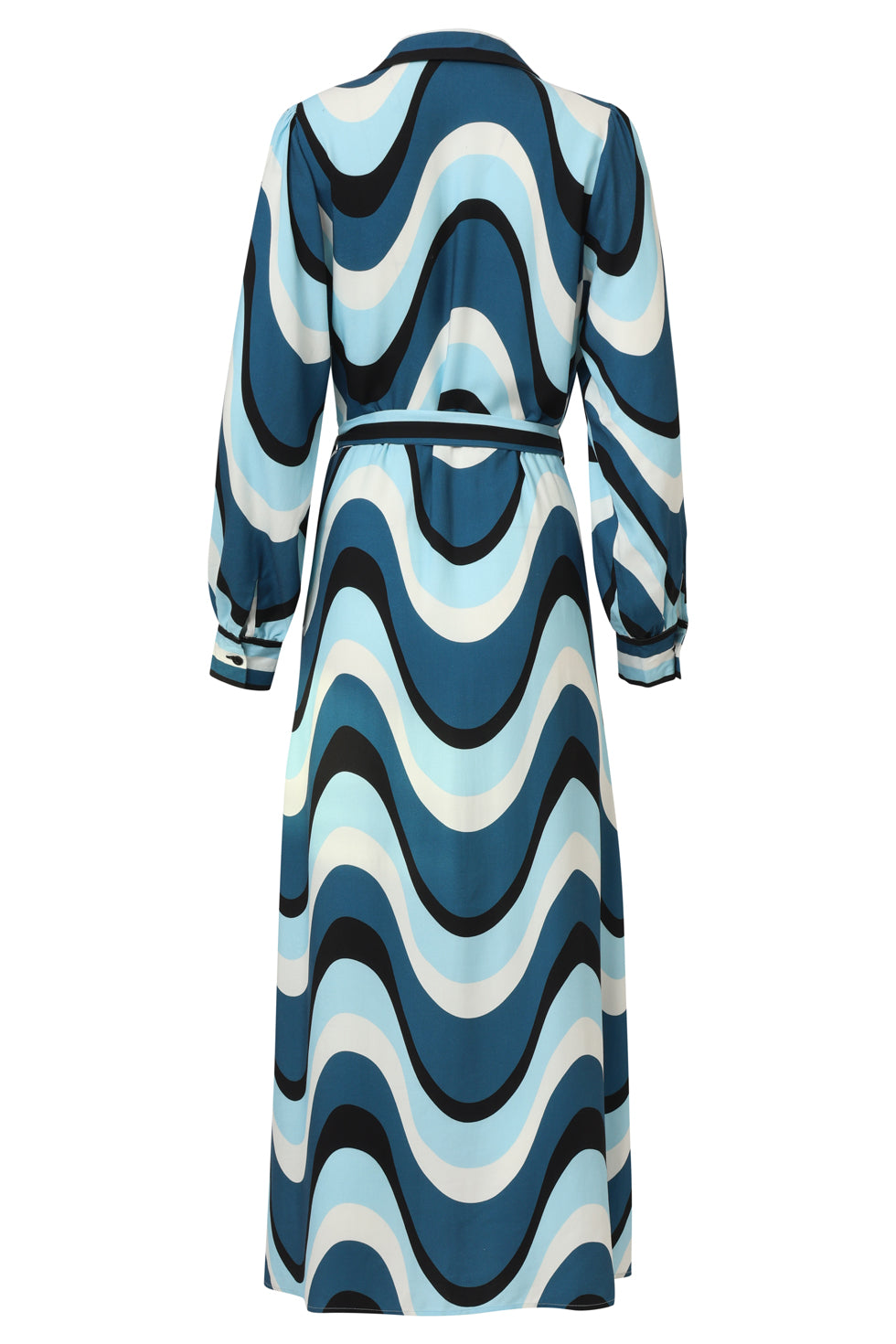 Golvende Print Maxi Jurk In Zwart En Blauw | Light Blue - Muticolour