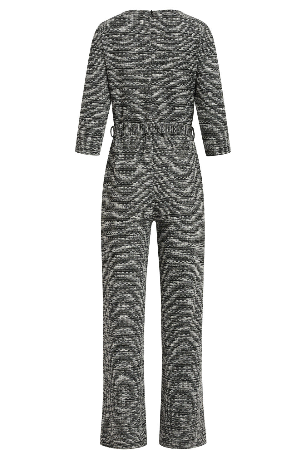 Jumpsuit met Wijde Pijpen en Tweedlook Stof Zwart en Wit | black-white