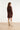 Jurk met V-hals, fringe structuur en tailleband | Brown