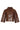 Kort Faux Leather Jack met Cape-look Silhouet | Brown