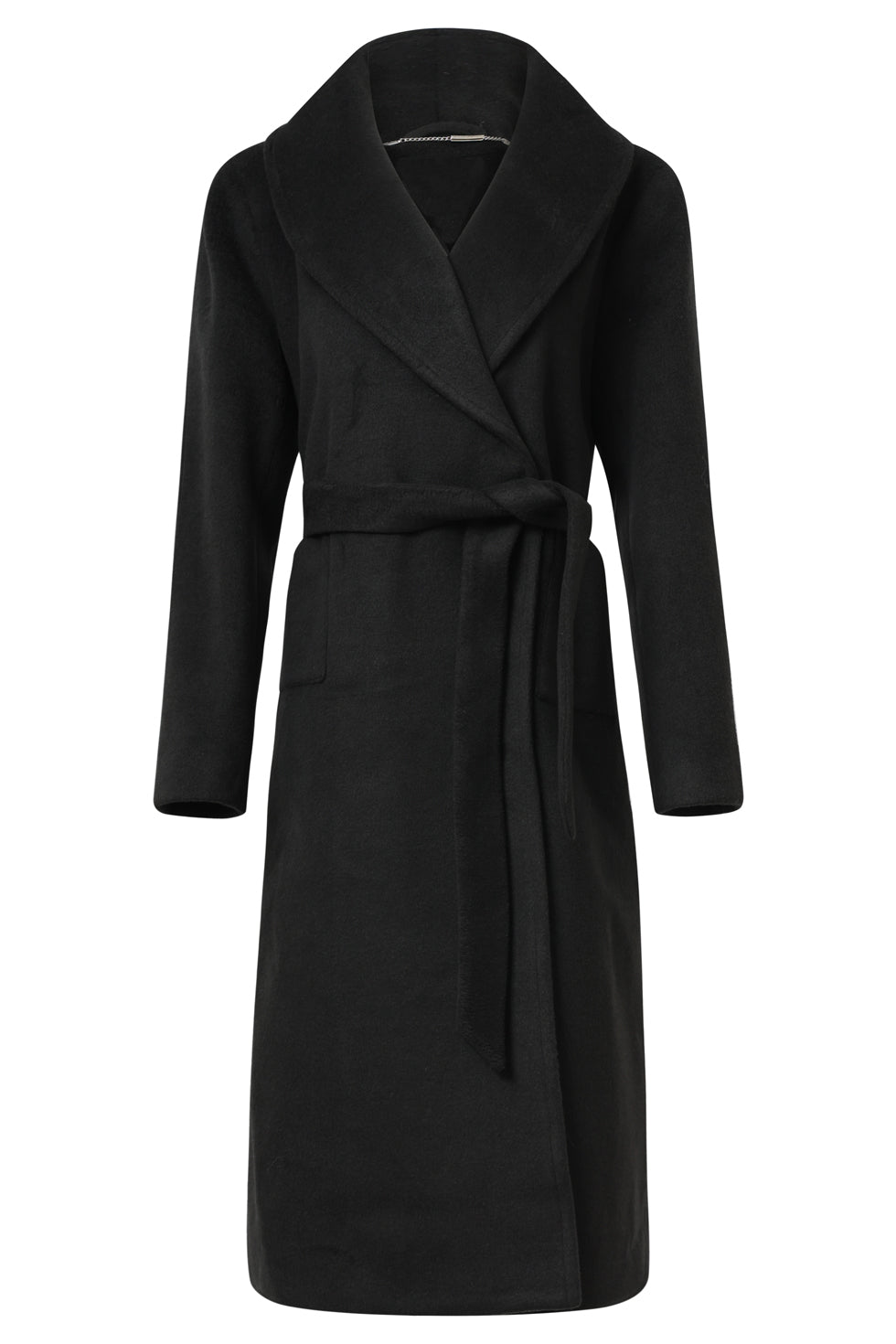 Lange Uni Jas Met Ceintuur | Black