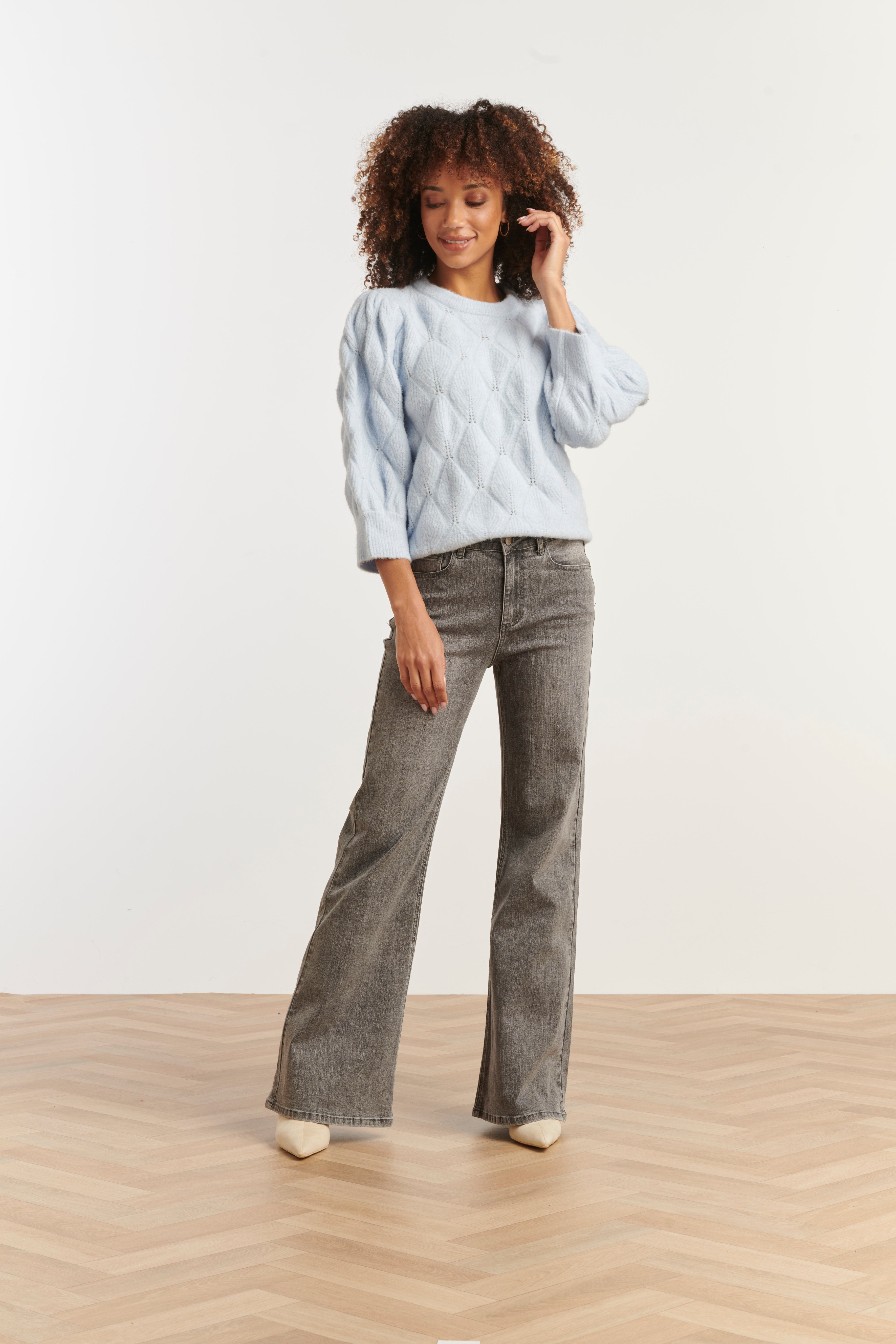 Mediumblauwe Flared Jeans | Grey Denim