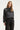 Satijnlook blouse met stippenprint en strikkraag | Black - Off White