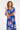 Smashed Lemon Blauwe Jurk met Rode en Beige Bladerenprint en Ceintuur | Cobalt - Muticolour
