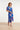 Smashed Lemon Blauwe Jurk met Rode en Beige Bladerenprint en Ceintuur | Cobalt - Muticolour