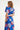 Smashed Lemon Blauwe Jurk met Rode en Beige Bladerenprint en Ceintuur | Cobalt - Muticolour