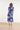 Smashed Lemon Blauwe Jurk met Rode en Beige Bladerenprint en Ceintuur | Cobalt - Muticolour