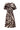 Smashed Lemon Crème Jurk met Bruine Abstracte Print en Tailleceintuur | Off White - Brown