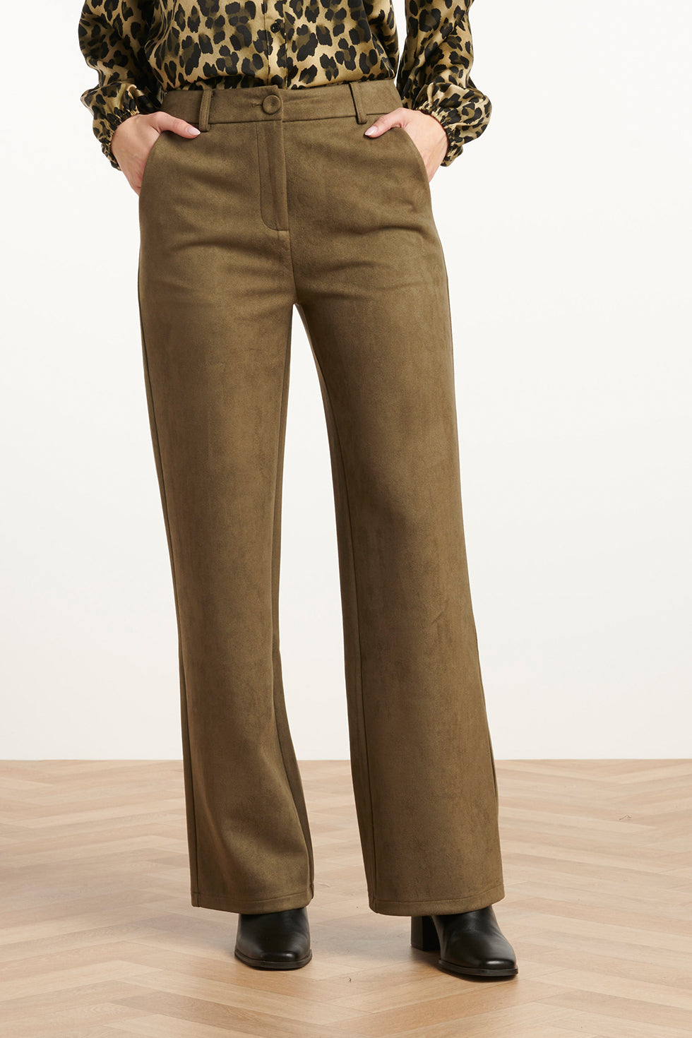 Smashed Lemon Damessuède Broek | Army green