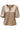 Smashed Lemon Satijnen Top in Champagne met Zwarte Stippen en Pofmouwen | Silver - Black